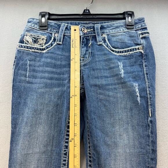 Vigoss Jeans Women's Size 3/4 Chelsea Capri Heritage Fit Raw Hem Bling Flashy - Picture 4 of 16